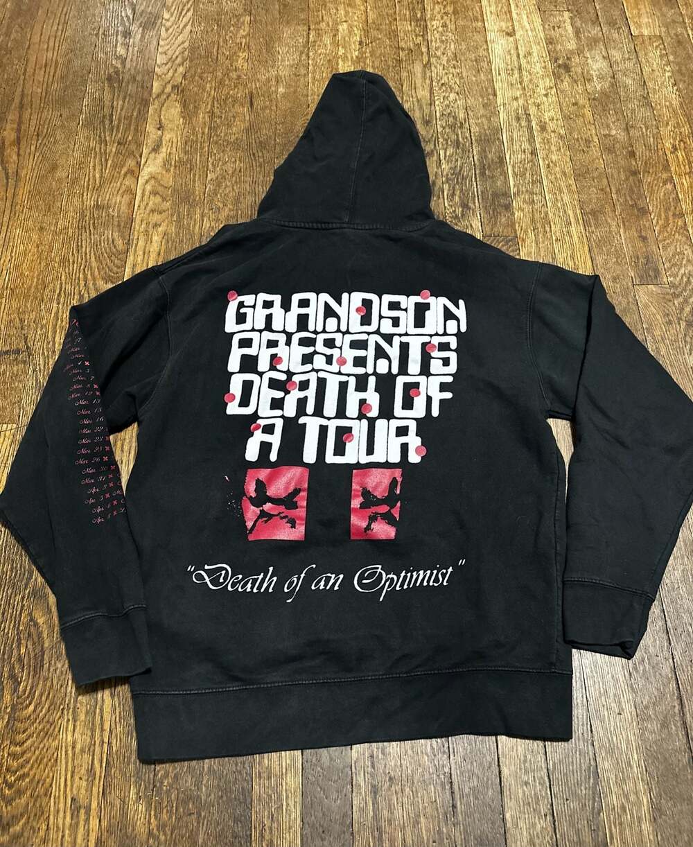 Grandson Death of an Optimist 2022 Tour Hoodie Size L Band Merch Music Tracklist